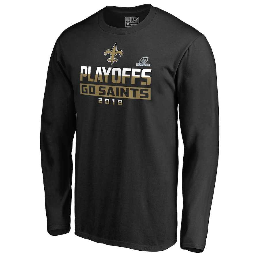 Men's Saints Black 2018 NFL Playoffs Go Saints Long Sleeve T-Shirt,We sell and wholesale Men's Saints Black 2018 NFL Playoffs Go Saints Long Sleeve T-Shirt on line form chian!